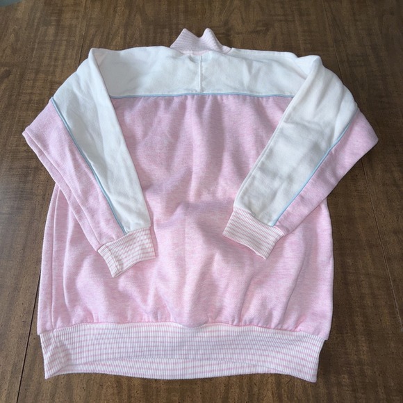 Gitano Women's Cream & Pink Pullover Sweatshirt Vintage Size Small Turtleneck - Picture 2 of 11